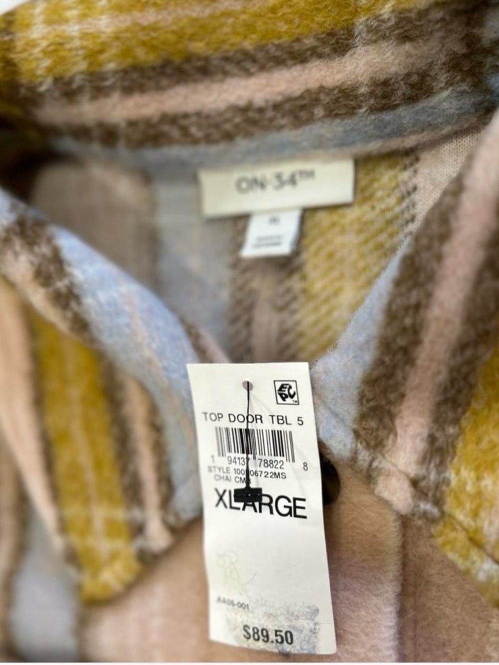 NWT Plaid Oversized Shacket Fall Wool Blend Pink & Blue Woman's XL Streetwear - Picture 3 of 8